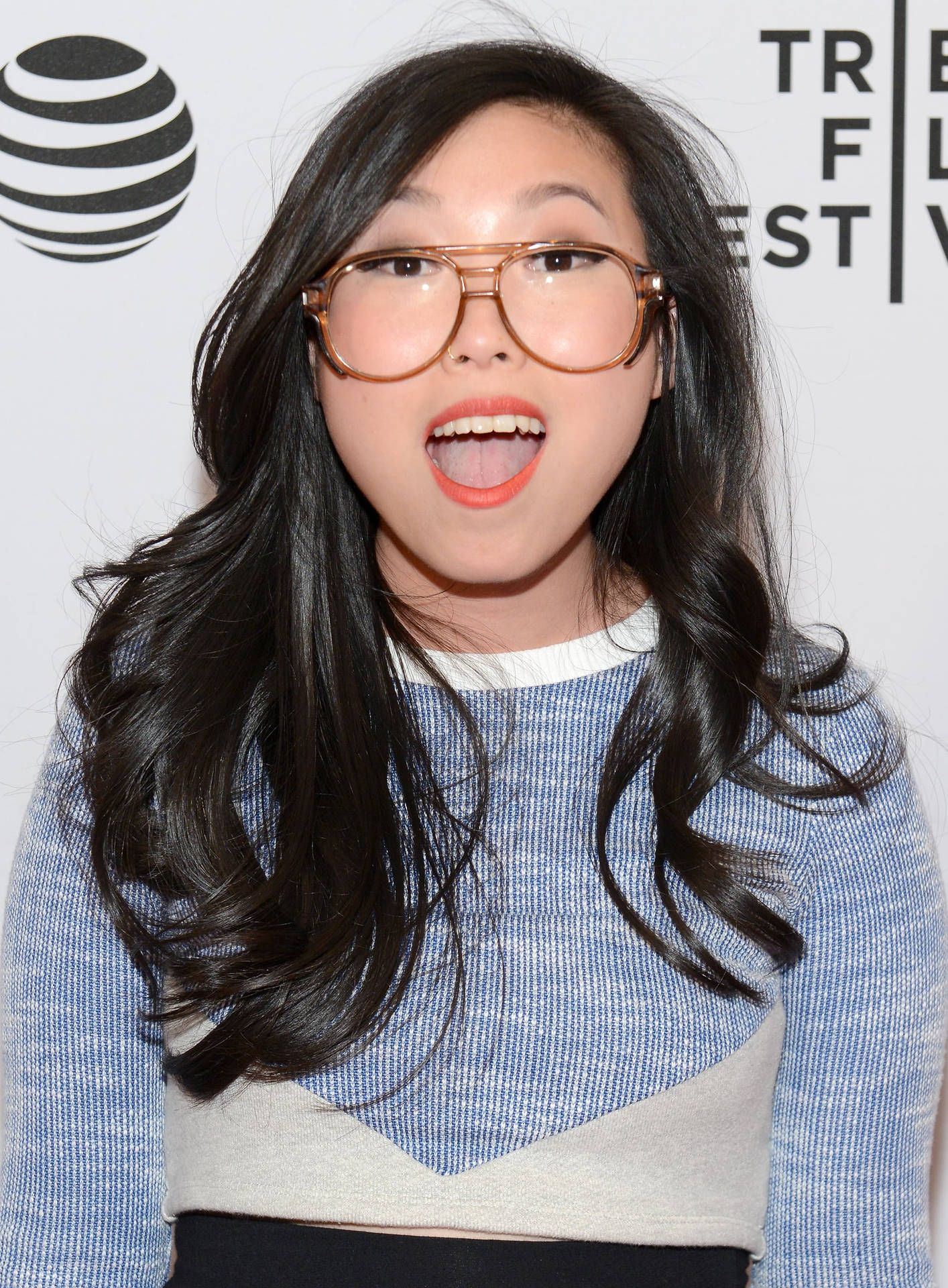 Awkwafina Candid Open Mouth Photograph Background