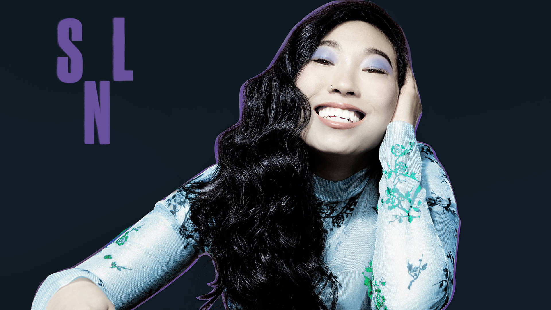 Awkwafina Photograph With Snl Letters Background