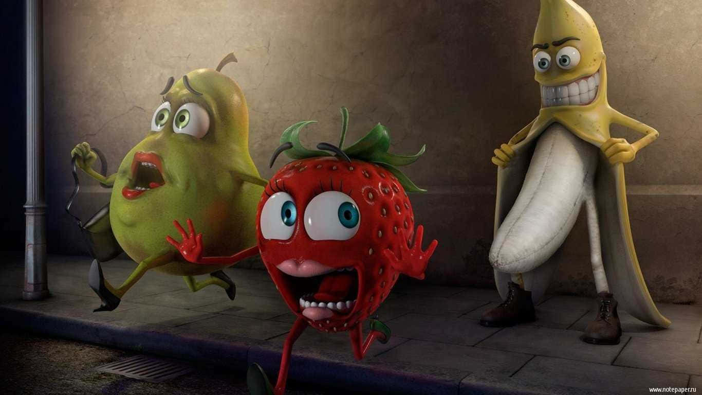 Awkward Situation Between Fruits Background