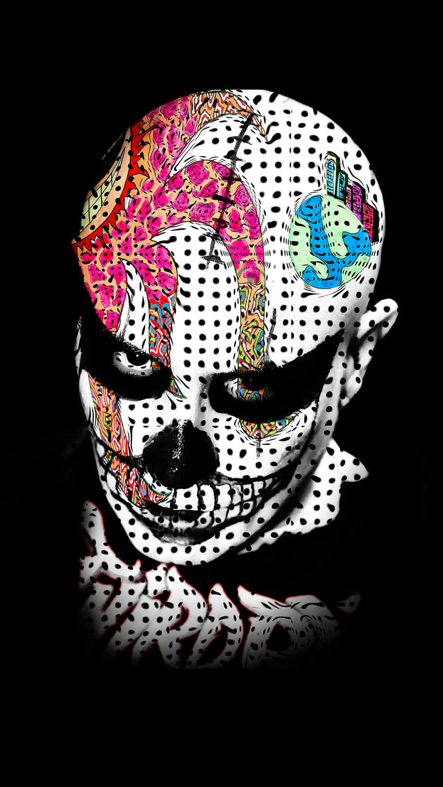 Awkward Skull X Clown Tattoo Idea Background