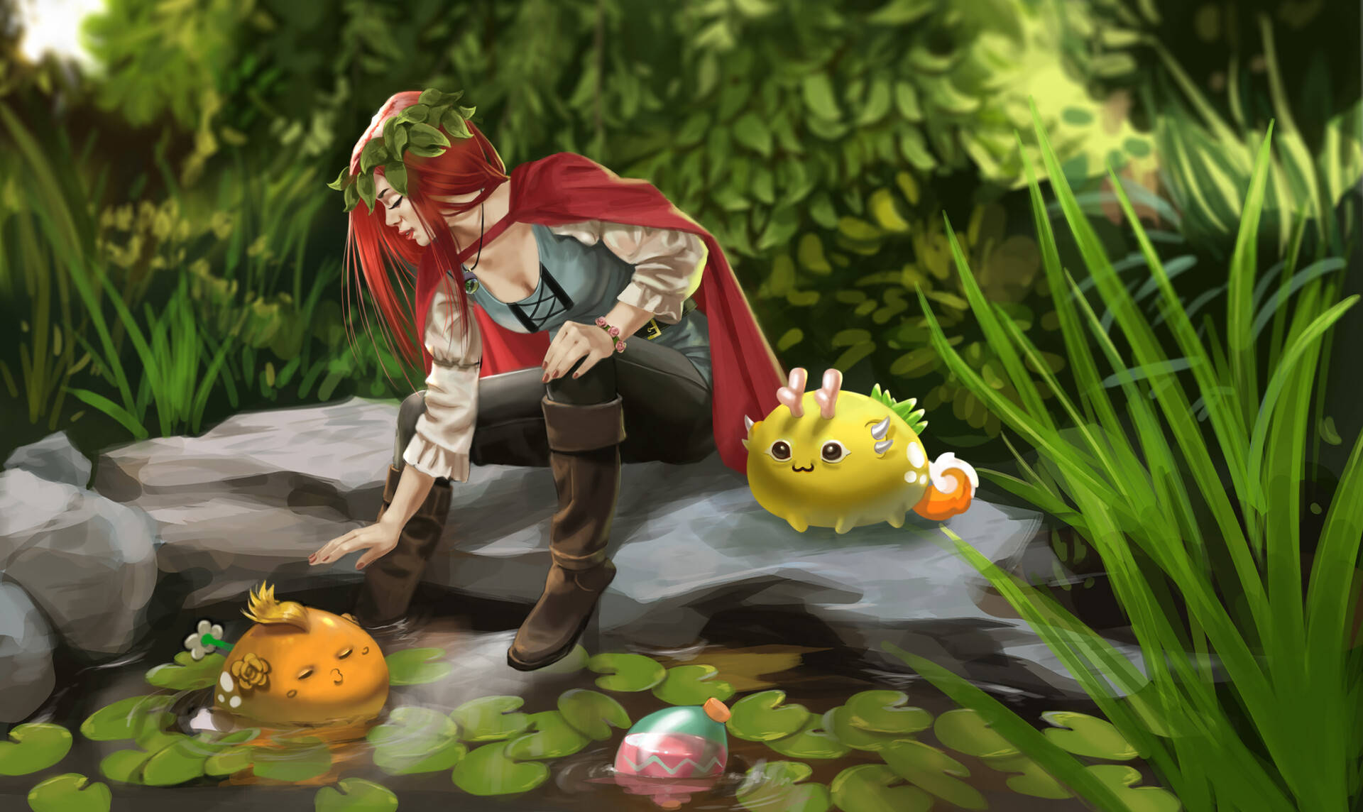 Axie Infinity Woman In River Background
