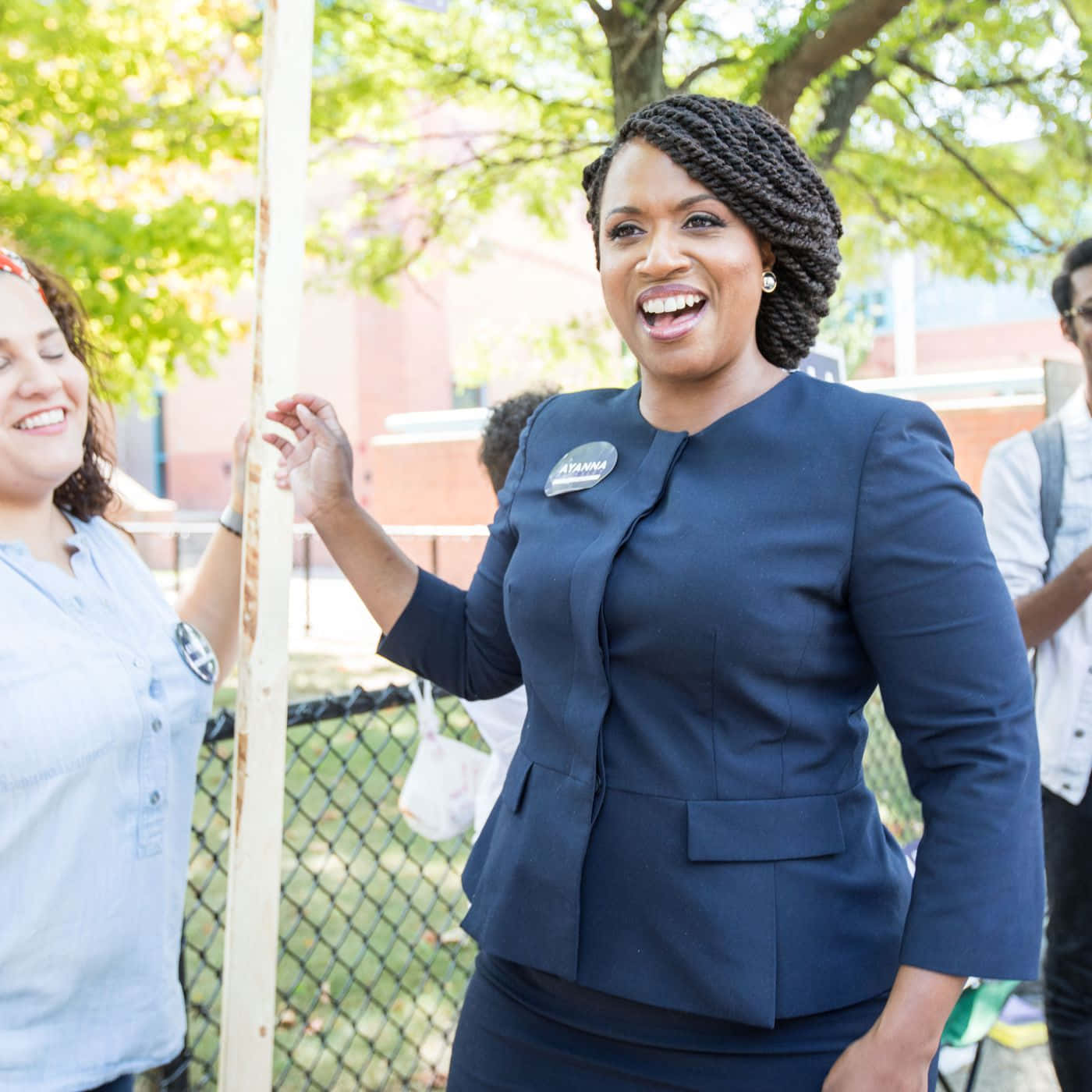 Ayanna Pressley Happily Campaigning