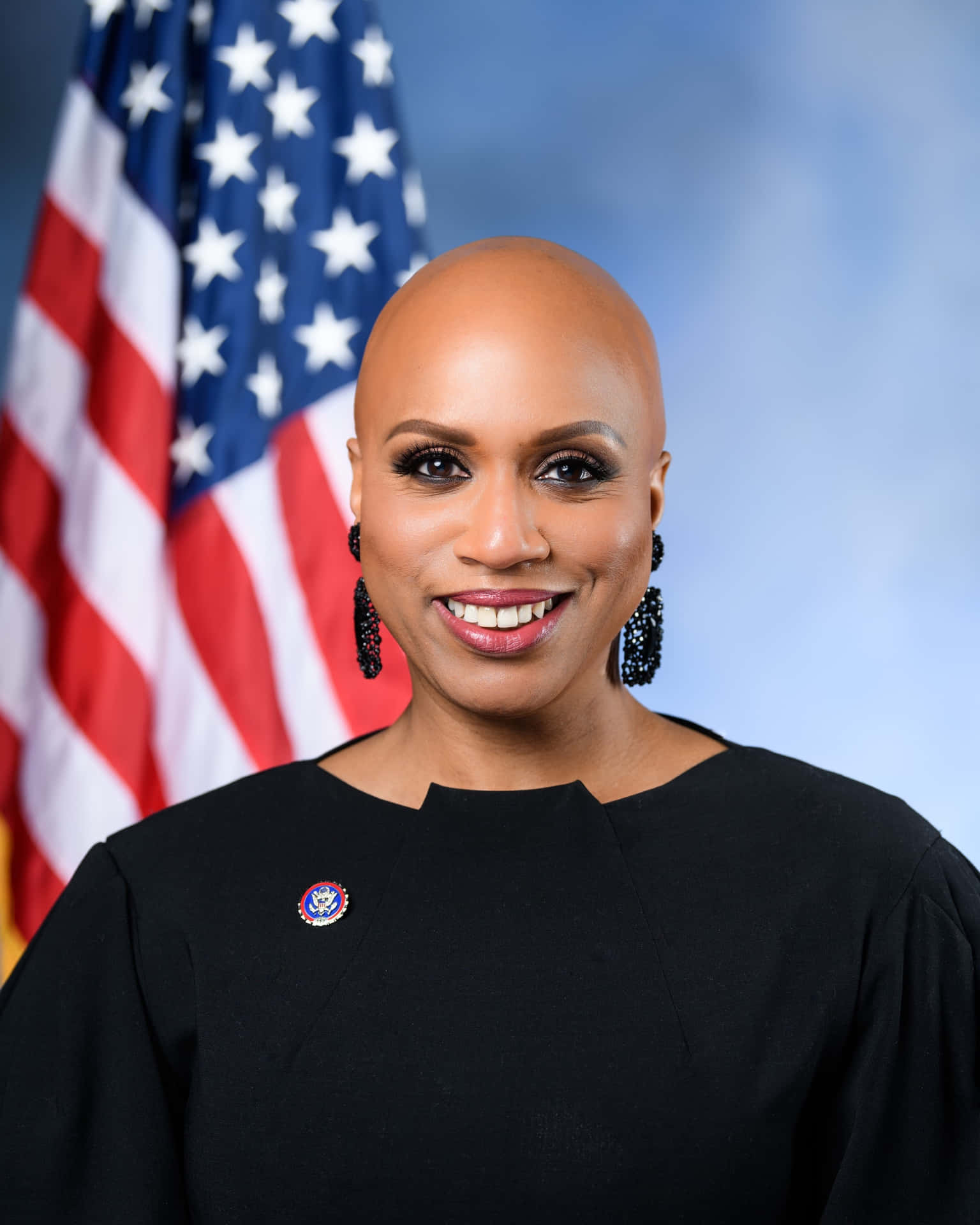 Ayanna Pressley Portrait Us Flag Background
