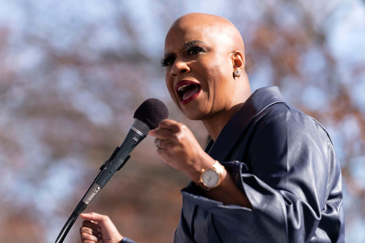 Ayanna Pressley Speaking Outside Microphone