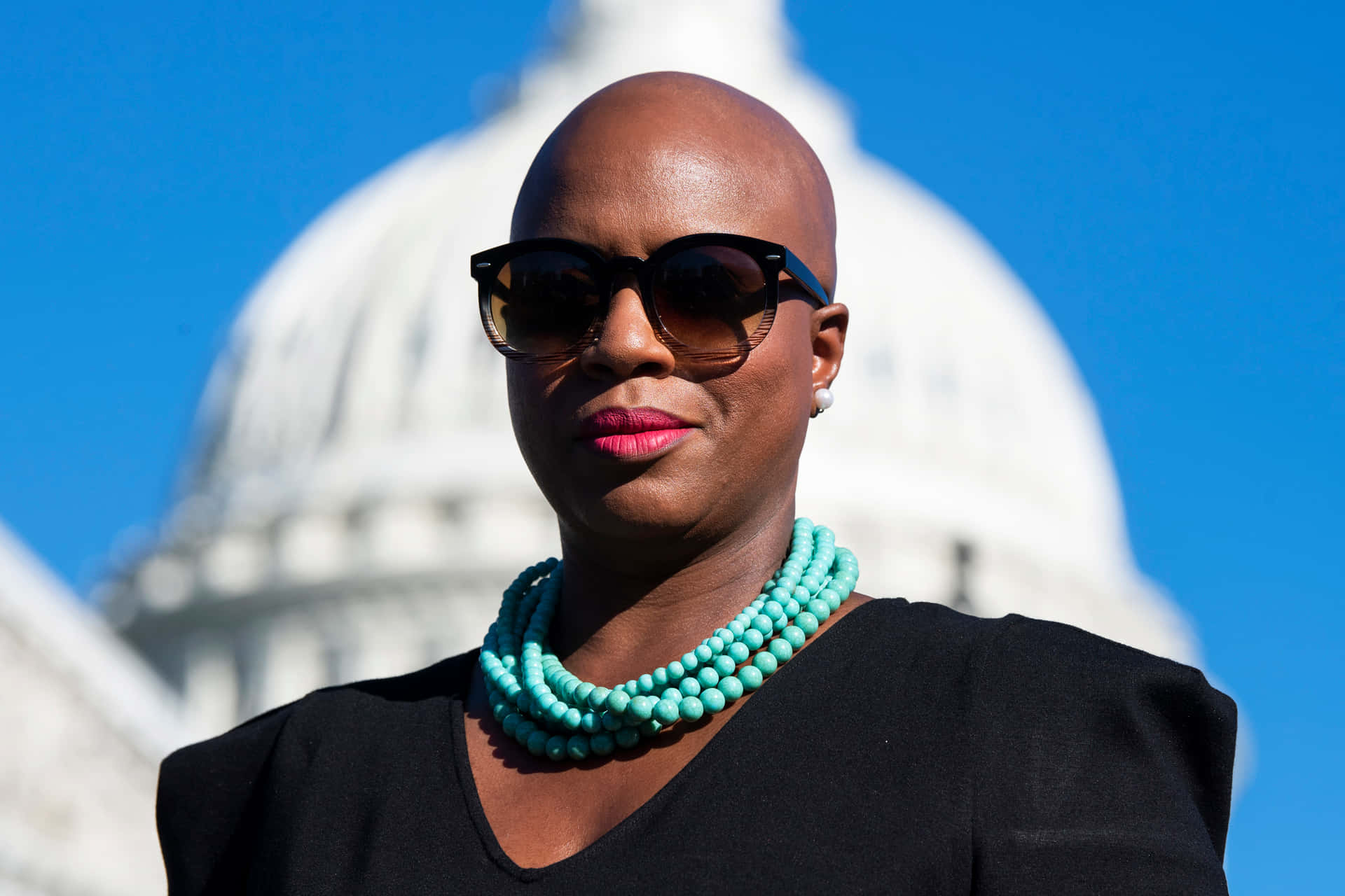 Ayanna Pressley Standing In Front Of The Capitol Dome
