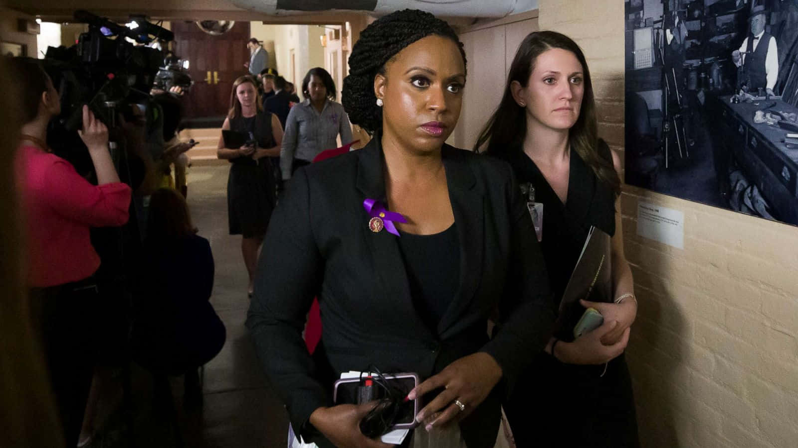 Ayanna Pressley Walking With Staff Members