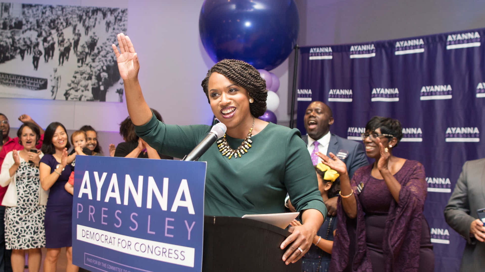 Ayanna Pressley Waving Campaign Event