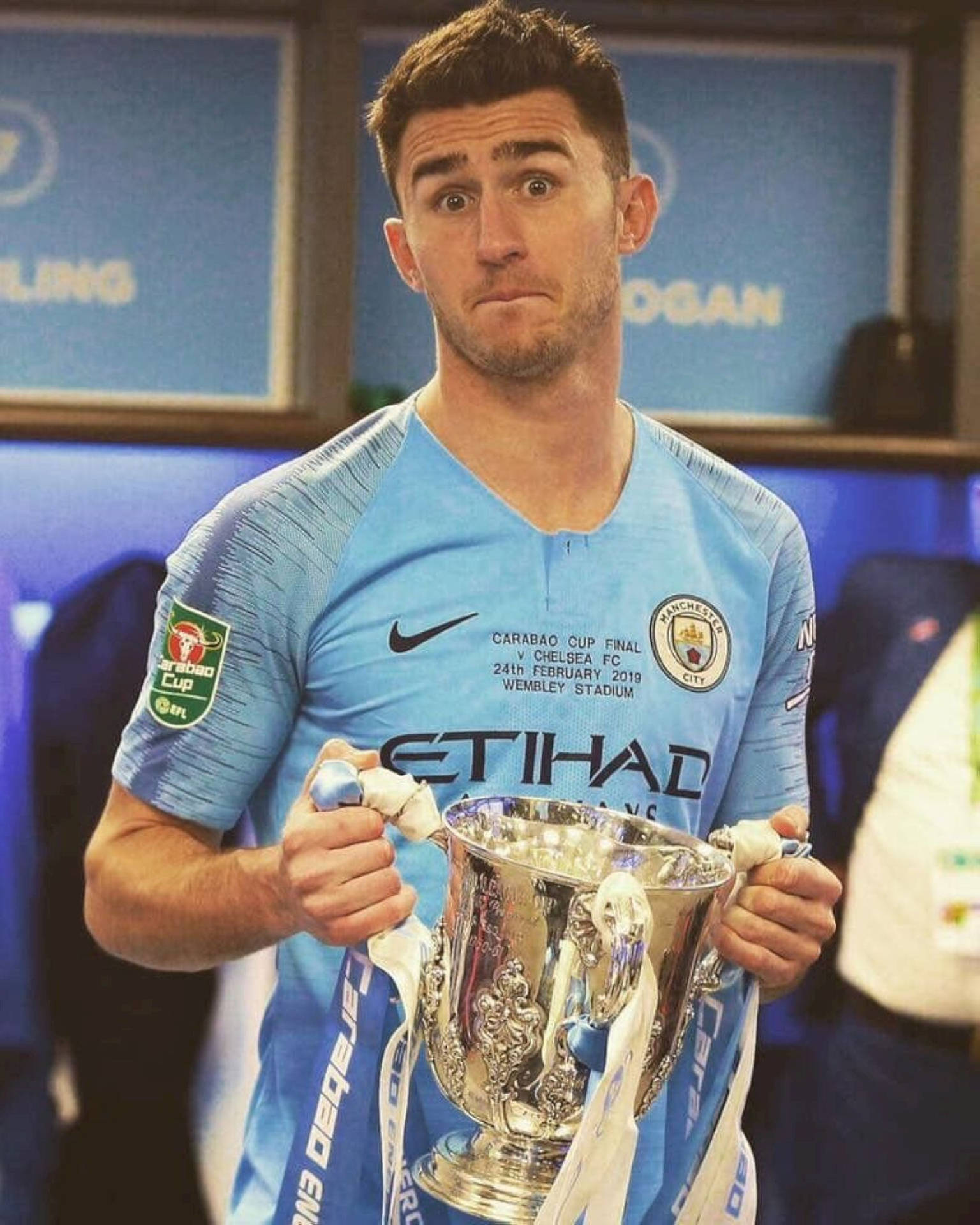 Aymeric Laporte Holding Trophy