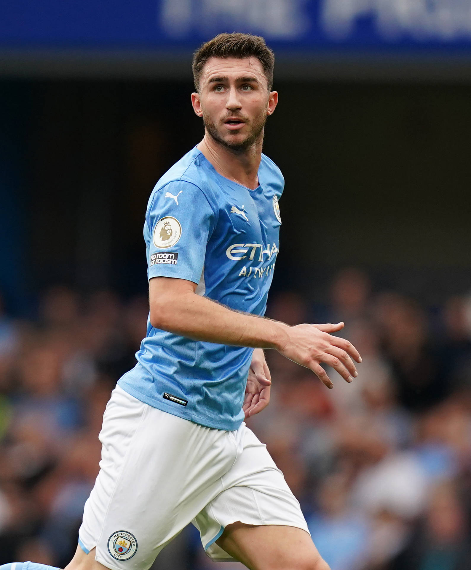 Aymeric Laporte In Blue And White Background