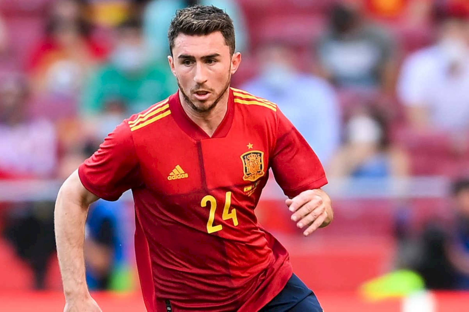 Aymeric Laporte In Red Jersey Background