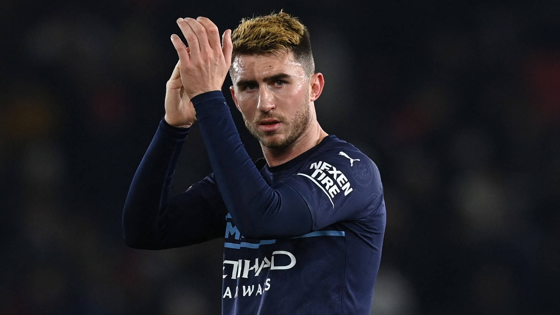 Aymeric Laporte With Hands Up Background