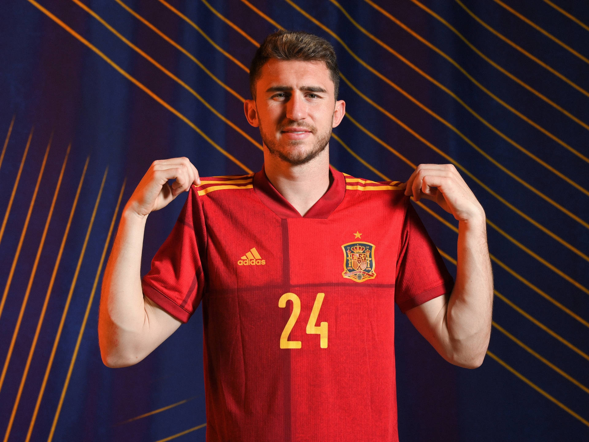 Aymeric Laporte With Striped Background Background