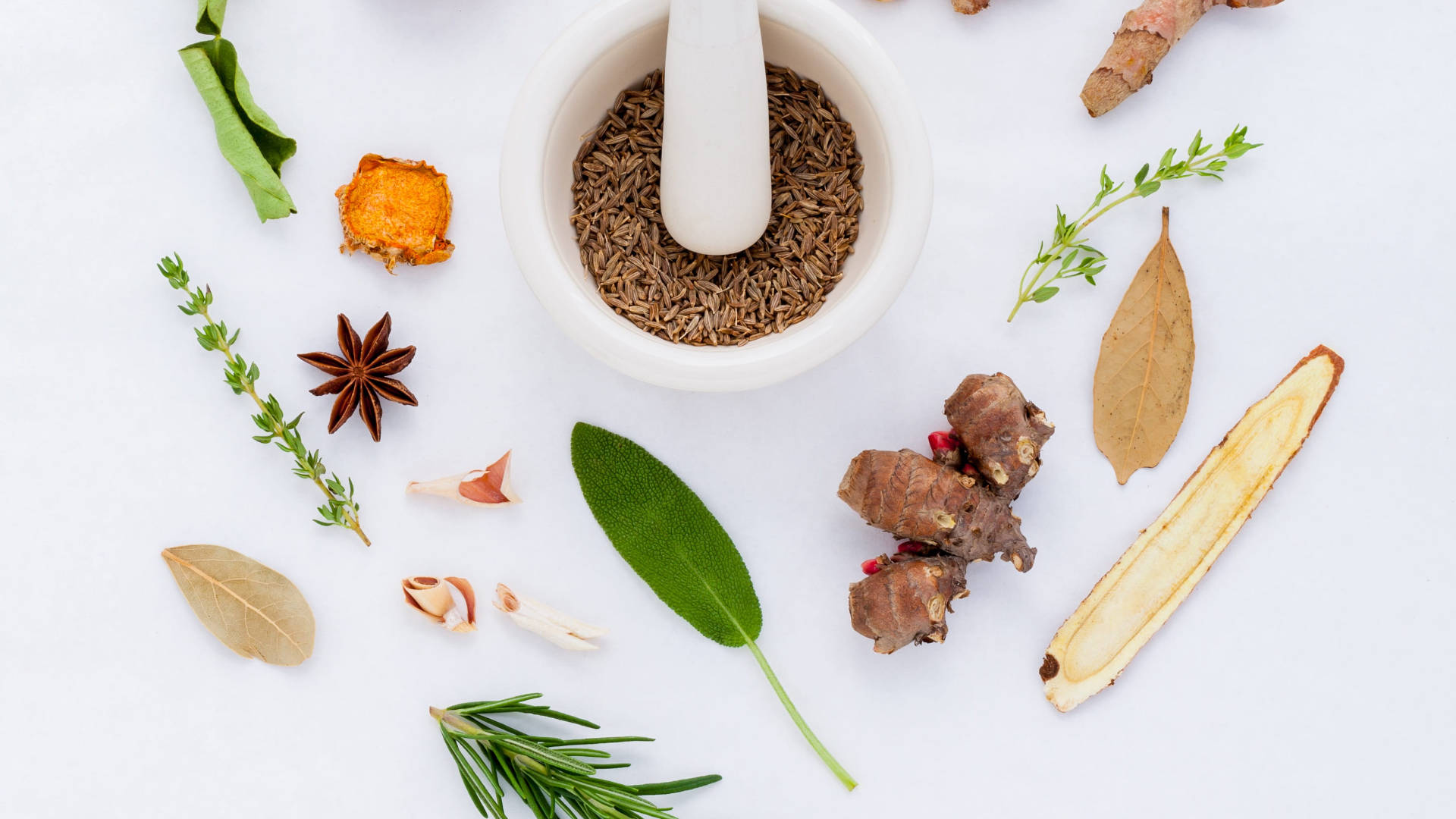 Ayurveda Hd Herbs On White Background