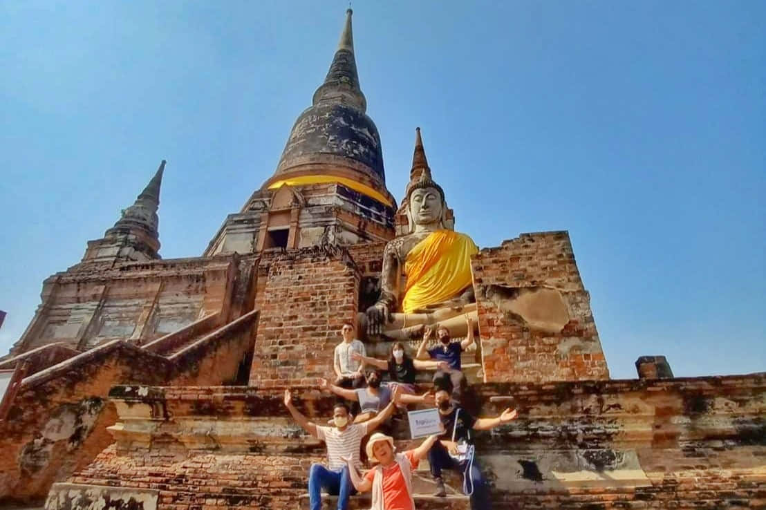 Ayutthaya Historical Park Visitorsand Buddha Statue Background
