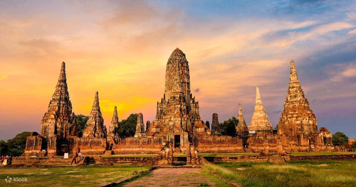 Ayutthaya Historical Parkat Sunset Background