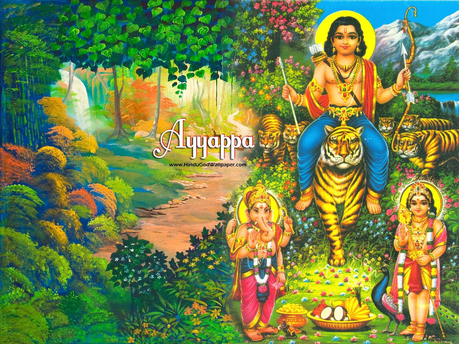Ayyappan Hindu Deity Nature Background
