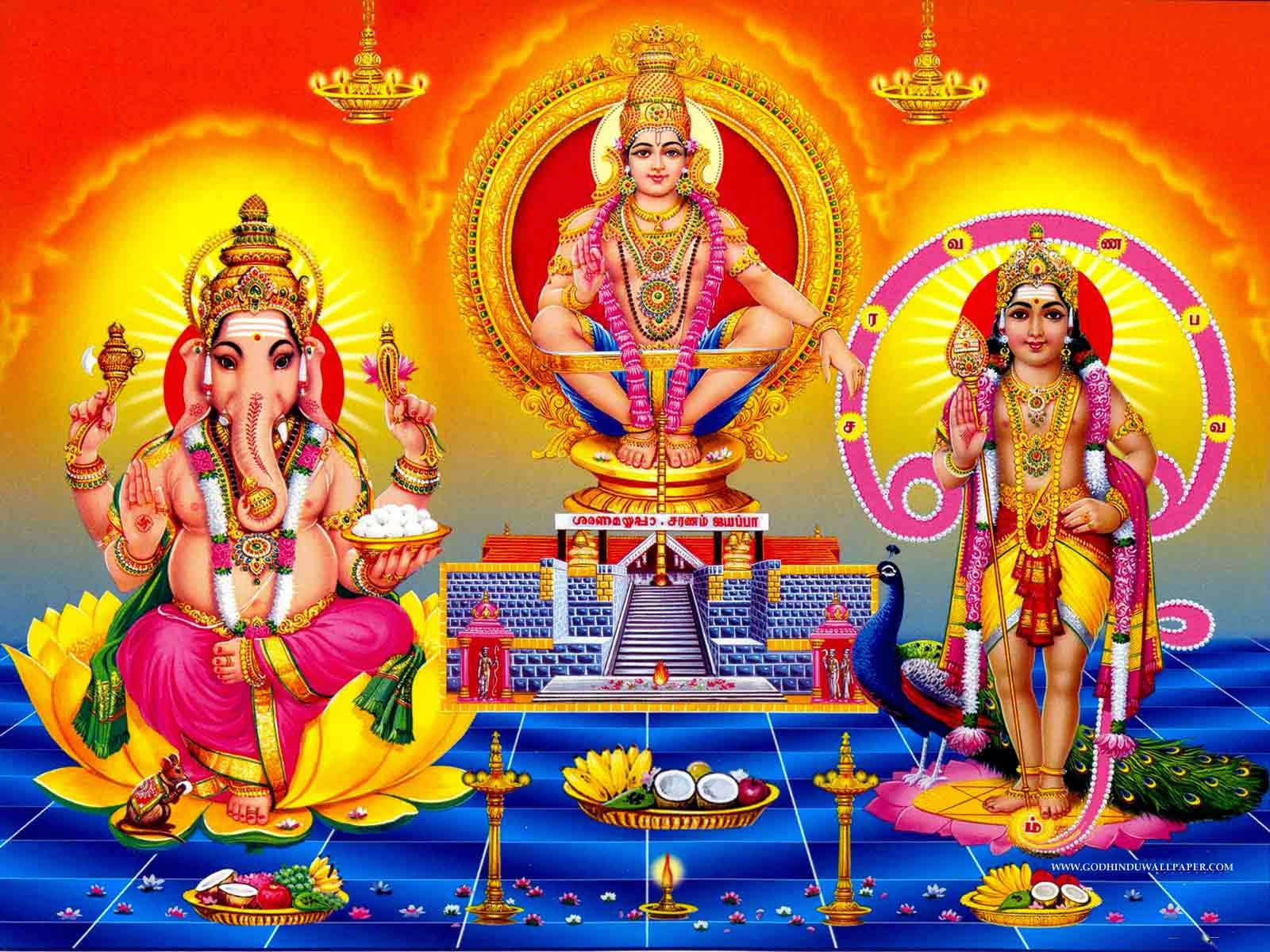 Ayyappan With Hindu Gods Background