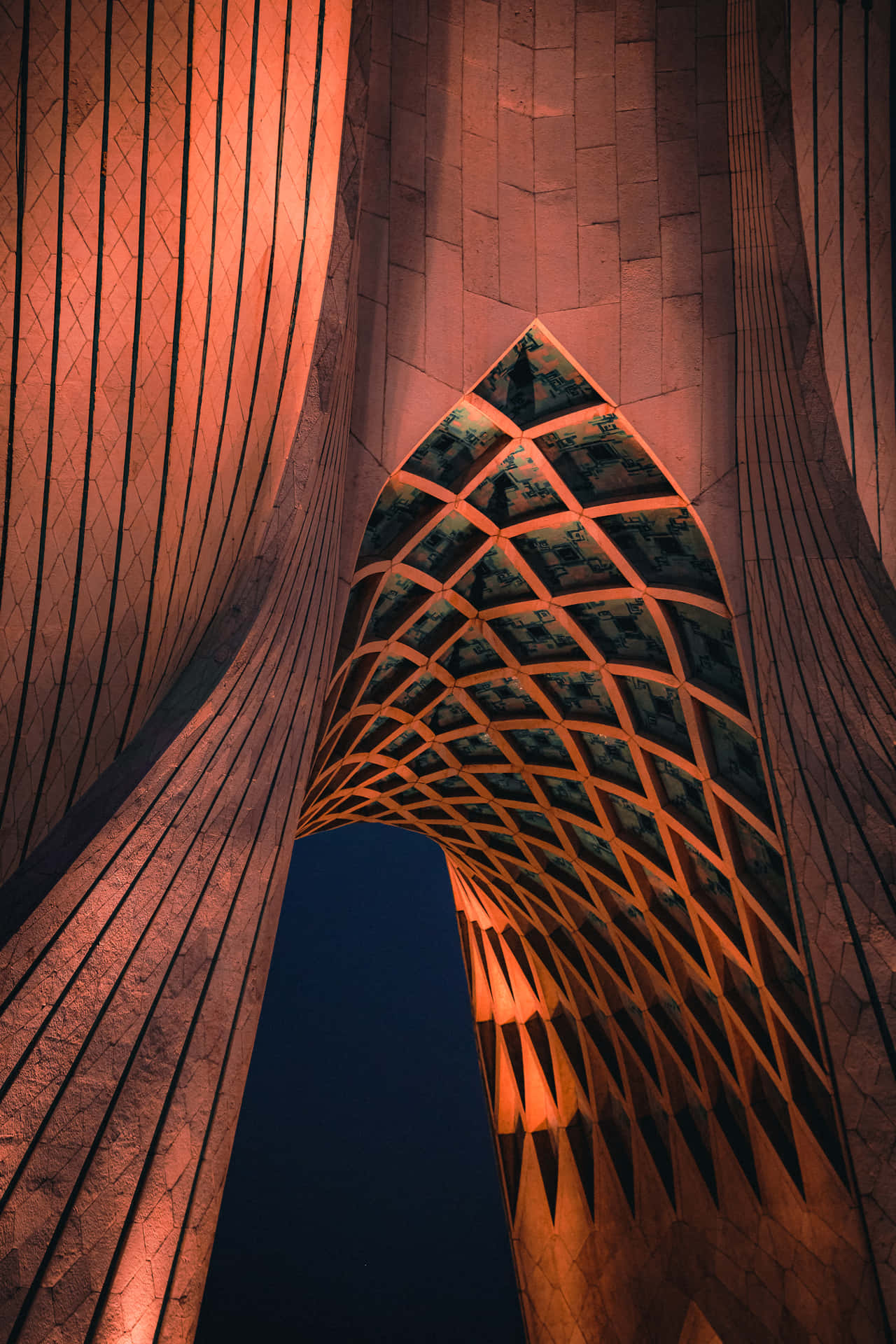 Azadi Tower Night Red Glow