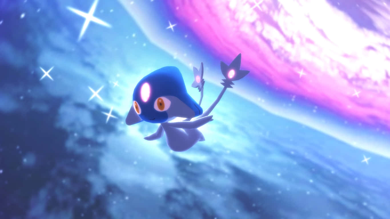 Azelf Against Blue Pink Sky Background