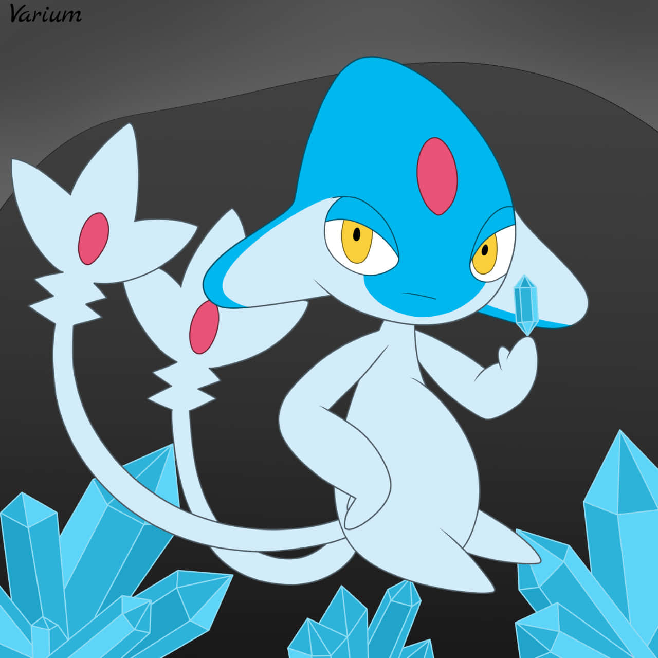 Azelf With Blue Crystals Background