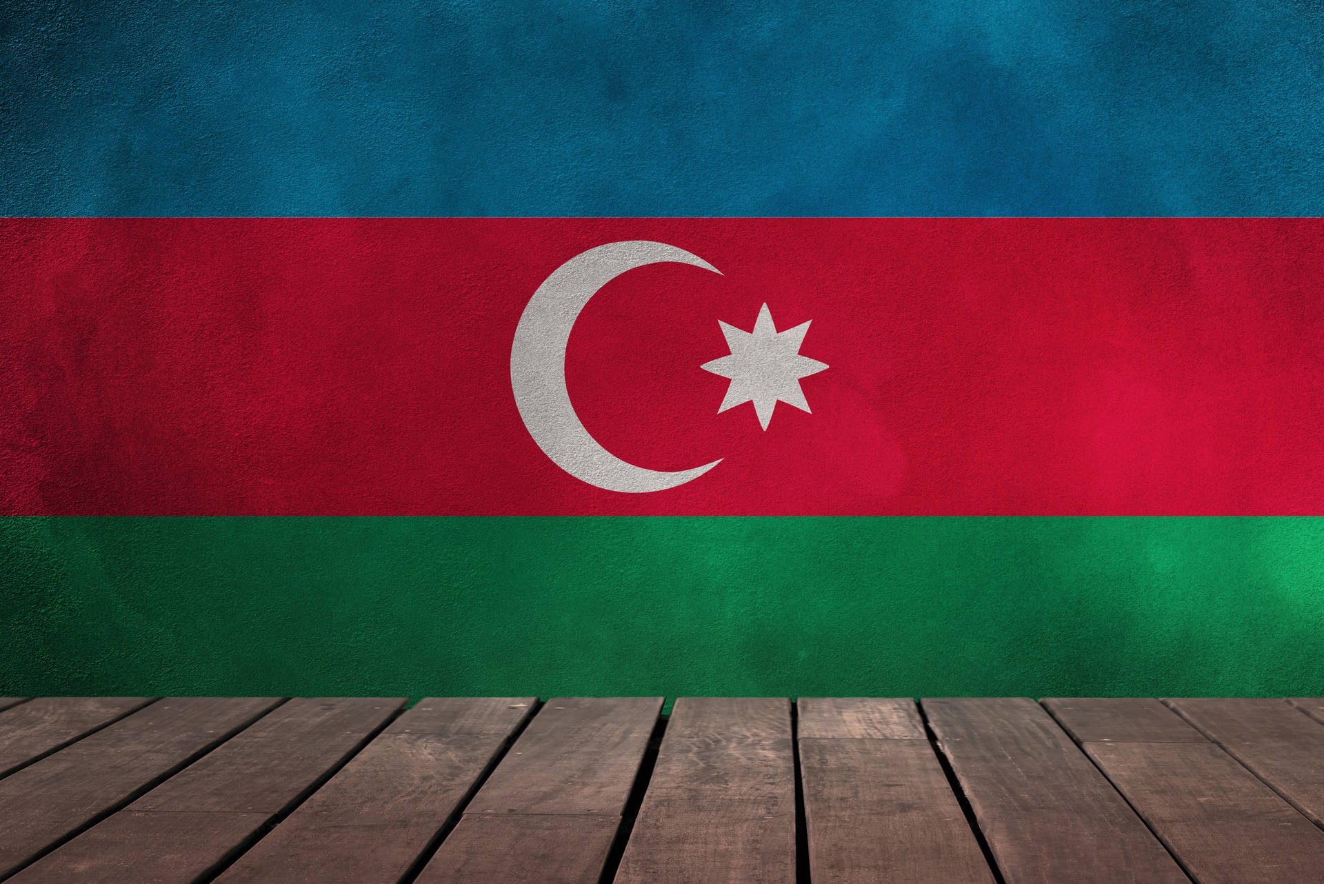 Azerbaijan Flag And Wooden Planks