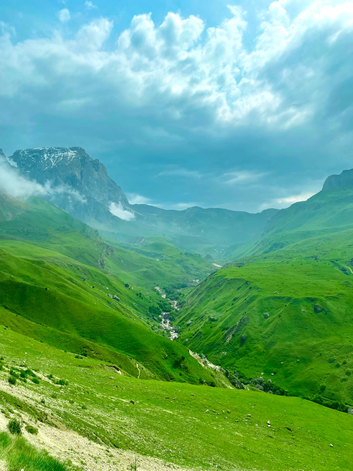 Azerbaijan Green Mountainside Background