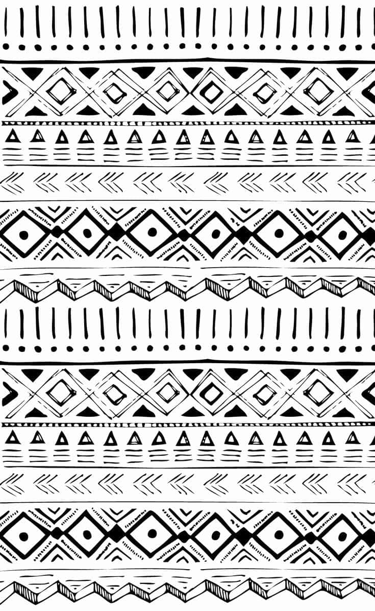 Aztec Geometric Black And White Pattern Background