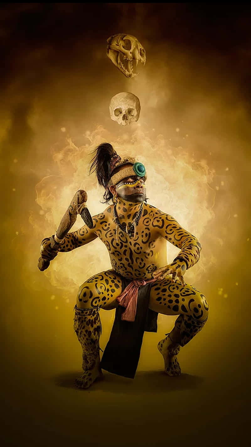Aztec Warrior In Traditional Dress Background