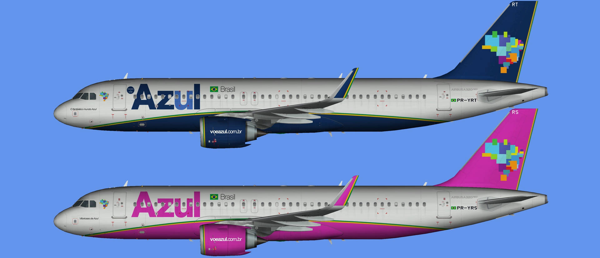 Azul Airlines' Beautiful Pink Jet In Sky Background