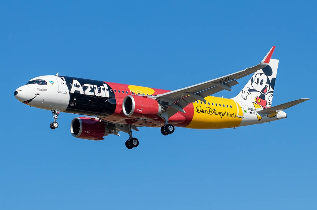 Azul Airlines Soaring In The Blue Sky Background