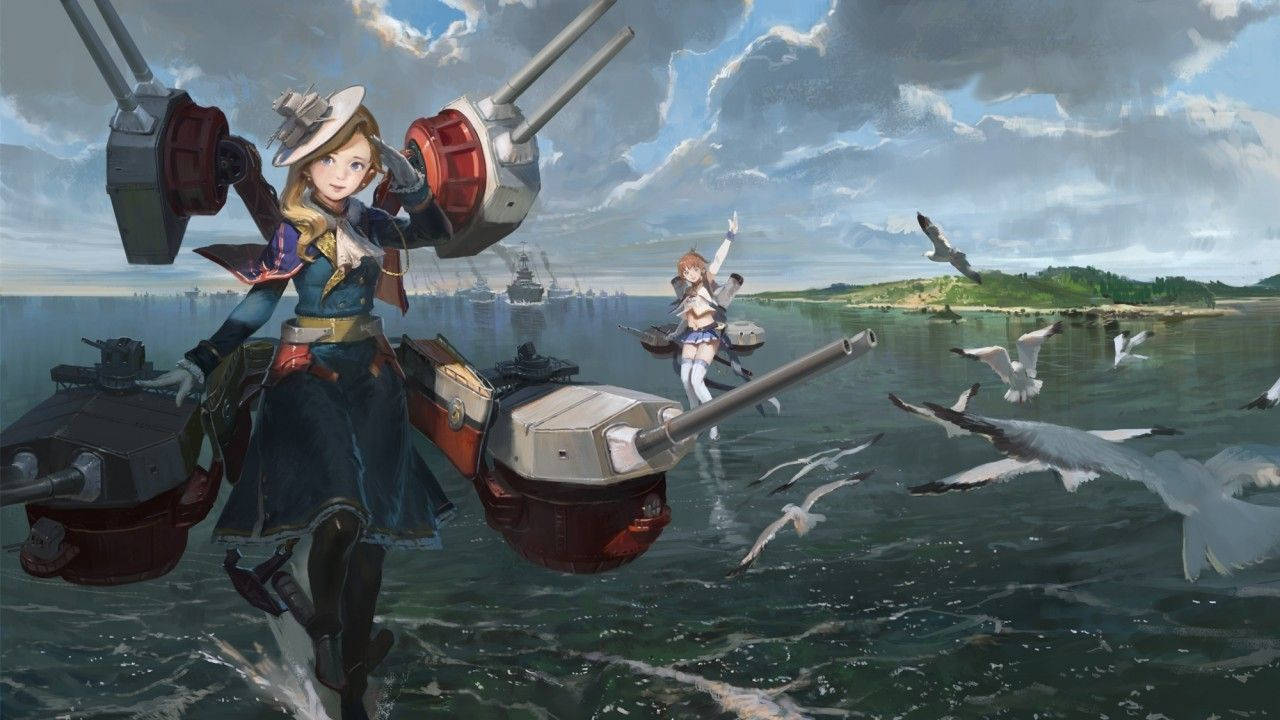 Azur Lane Hood And Cleveland On Water