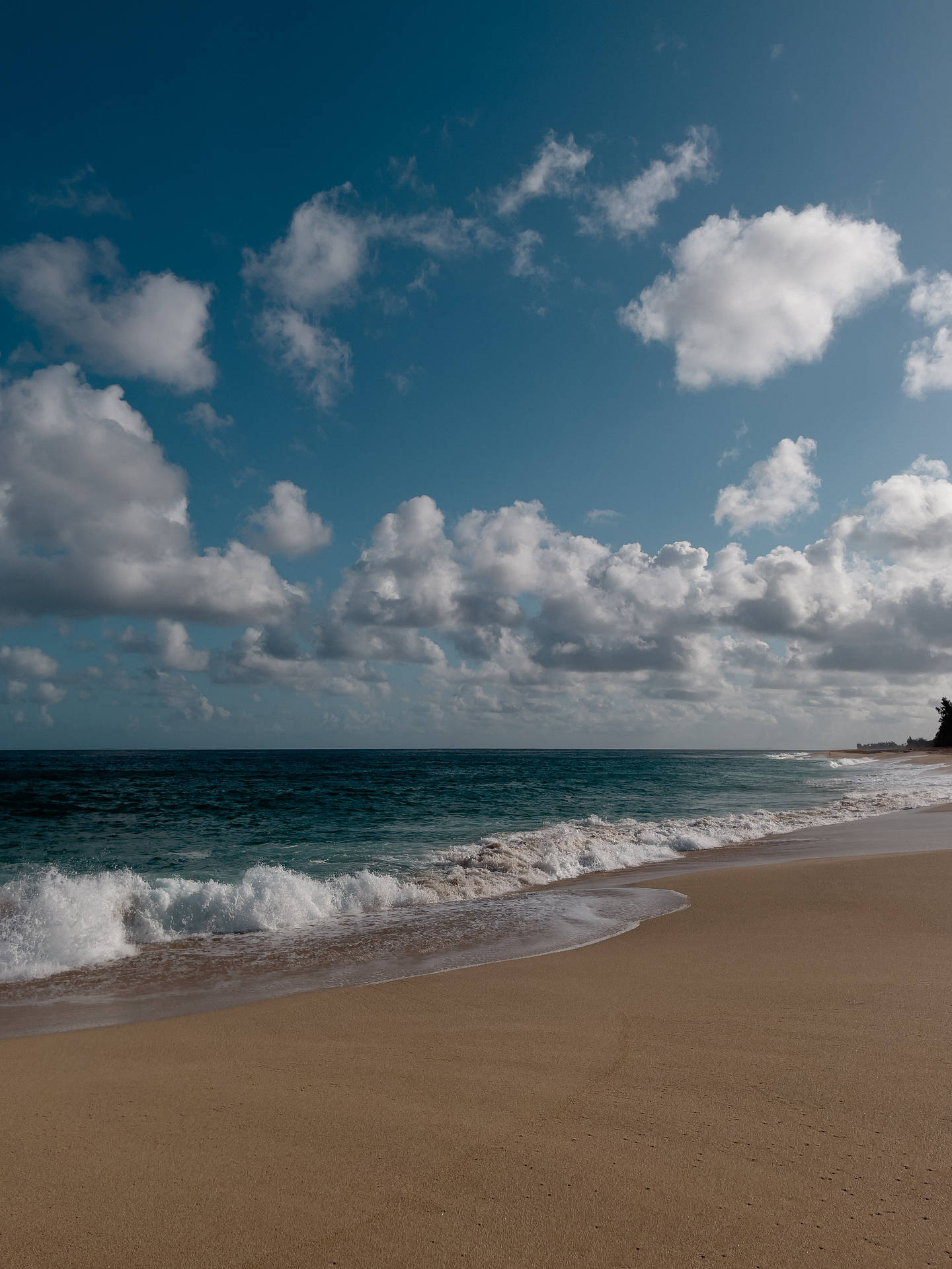 Azure Sky And Beach Waves Background