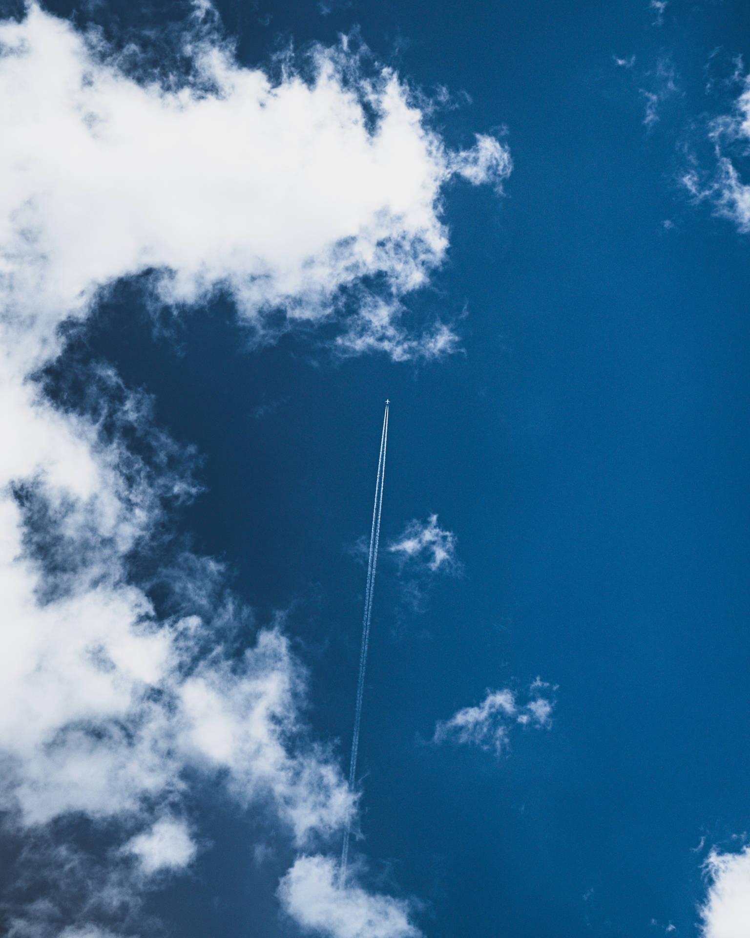 Azure Sky With Jet Background