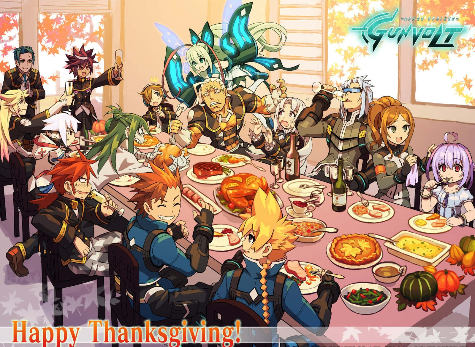 Azure Striker Gunvolt Anime Thanksgiving Background