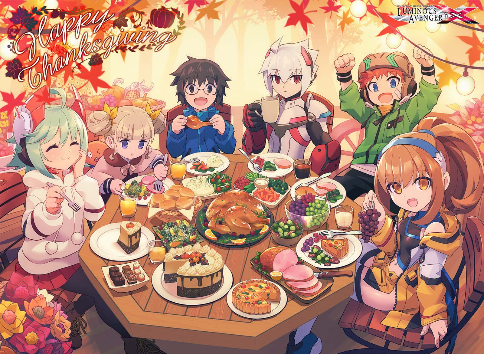 Azure Striker Gunvolt Anime Thanksgiving Background