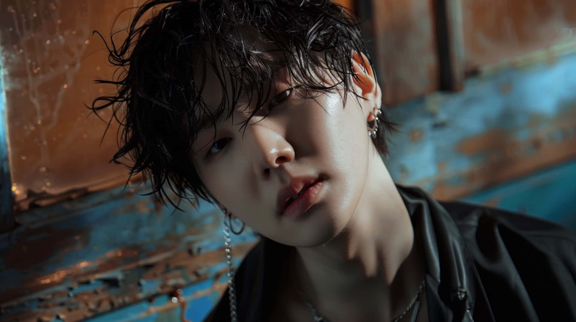 B T S Suga Aesthetic Wet Hair Look Background