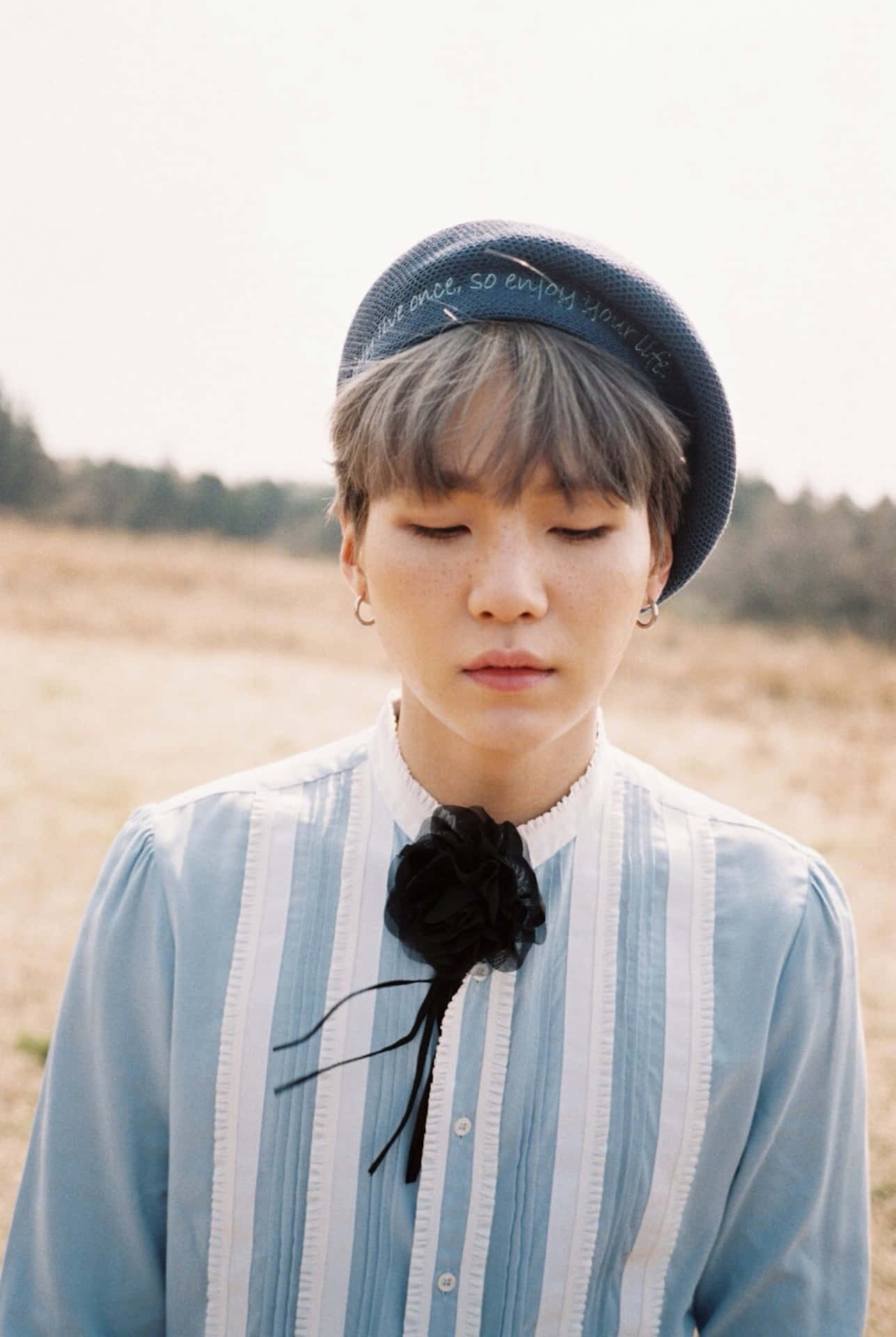 B T S Suga Blue Striped Shirt Aesthetic