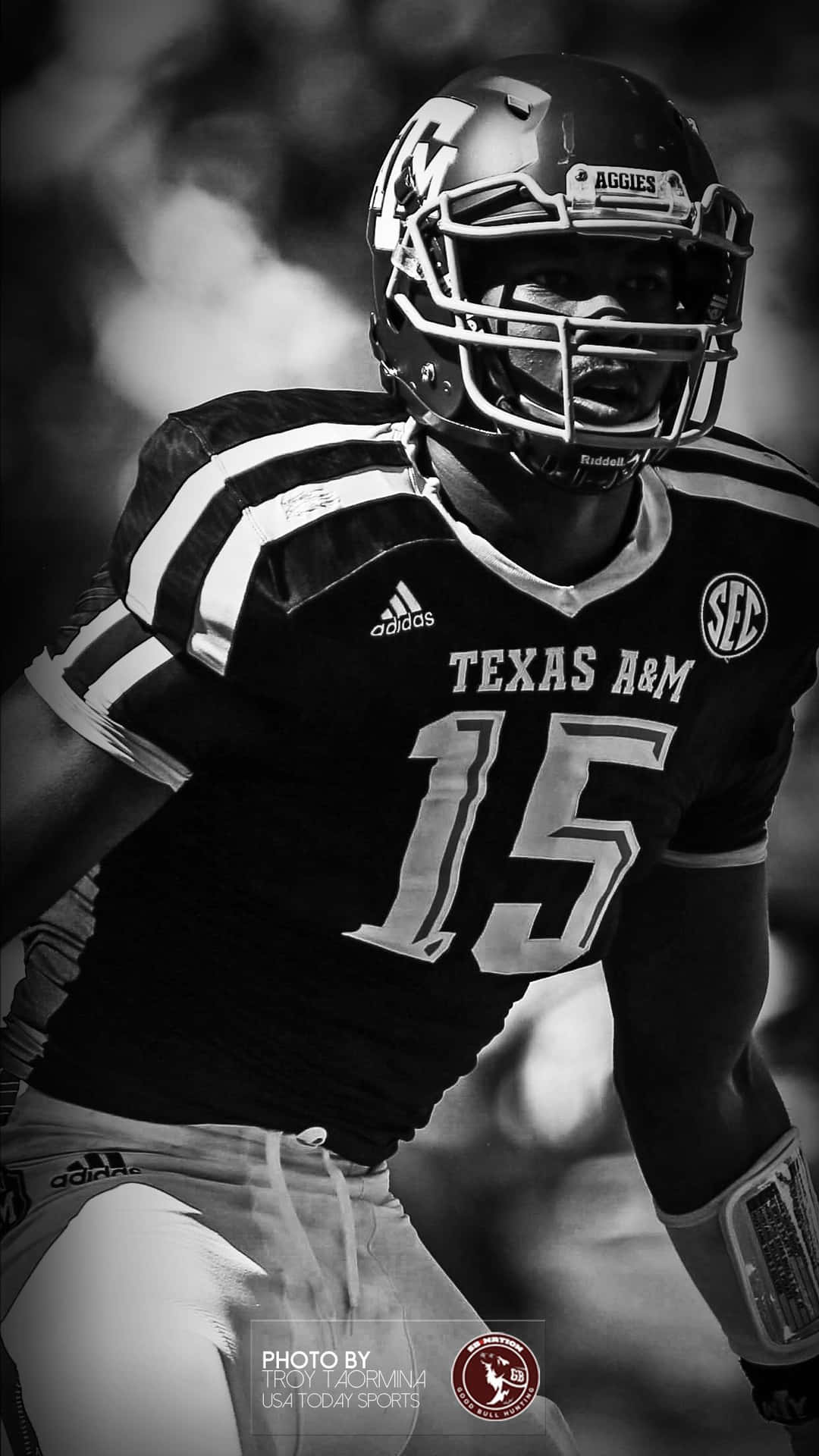 B&w Texas Am Football Player