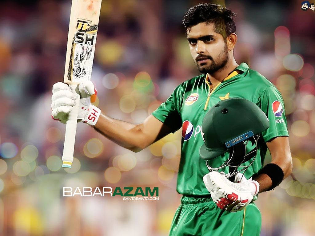 Babar Azam Cricket Bat With Decals Background