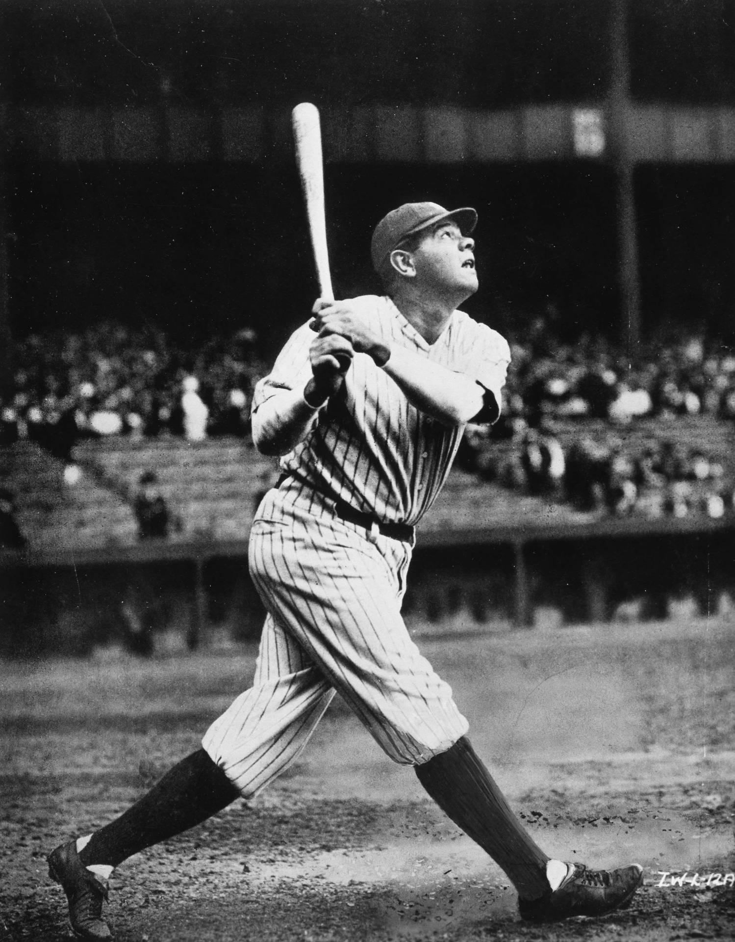 Babe Ruth In Baseball Field Background