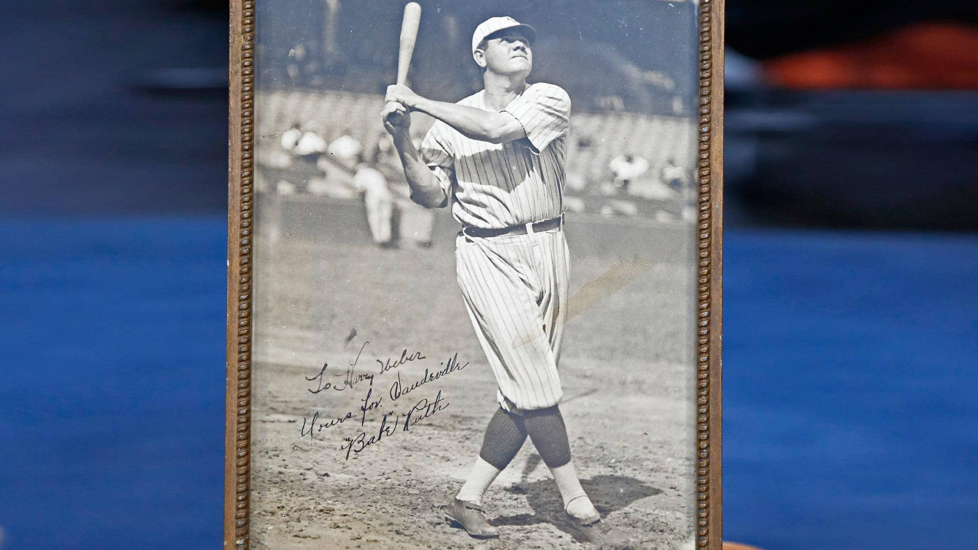 Babe Ruth Portrait With Signature Background