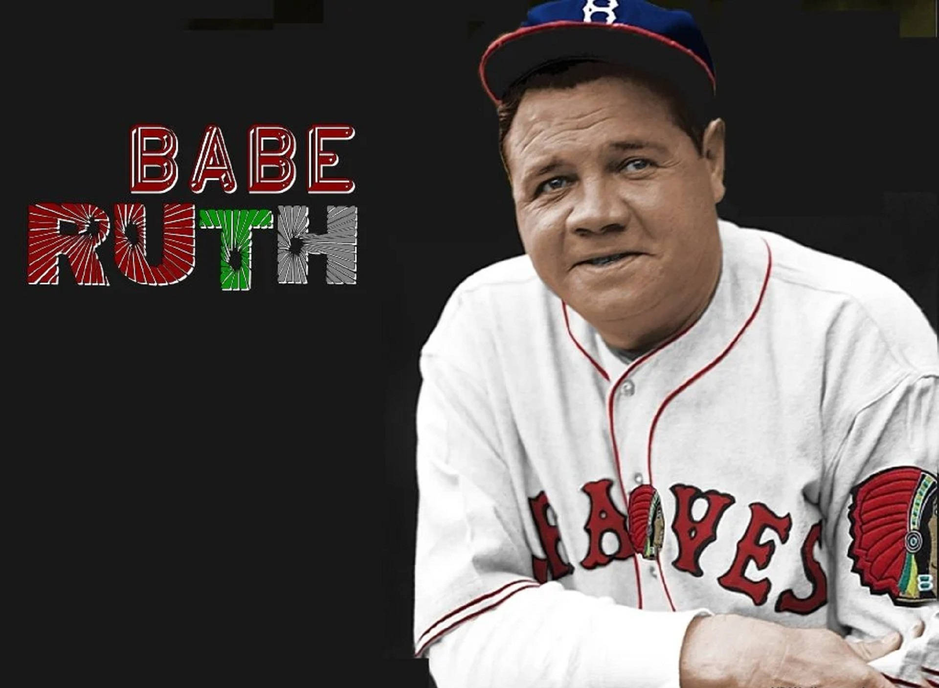 Babe Ruth Poster In Black Background
