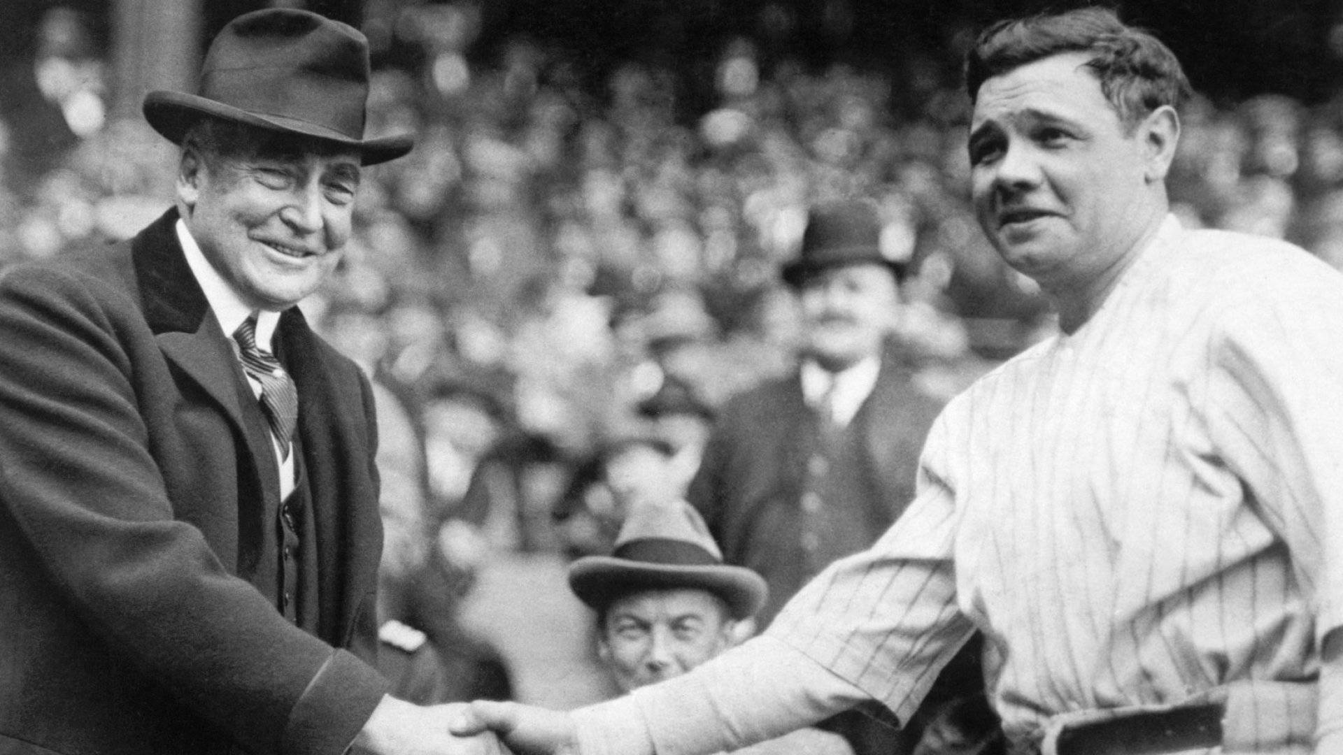 Babe Ruth With Warren G. Harding Background