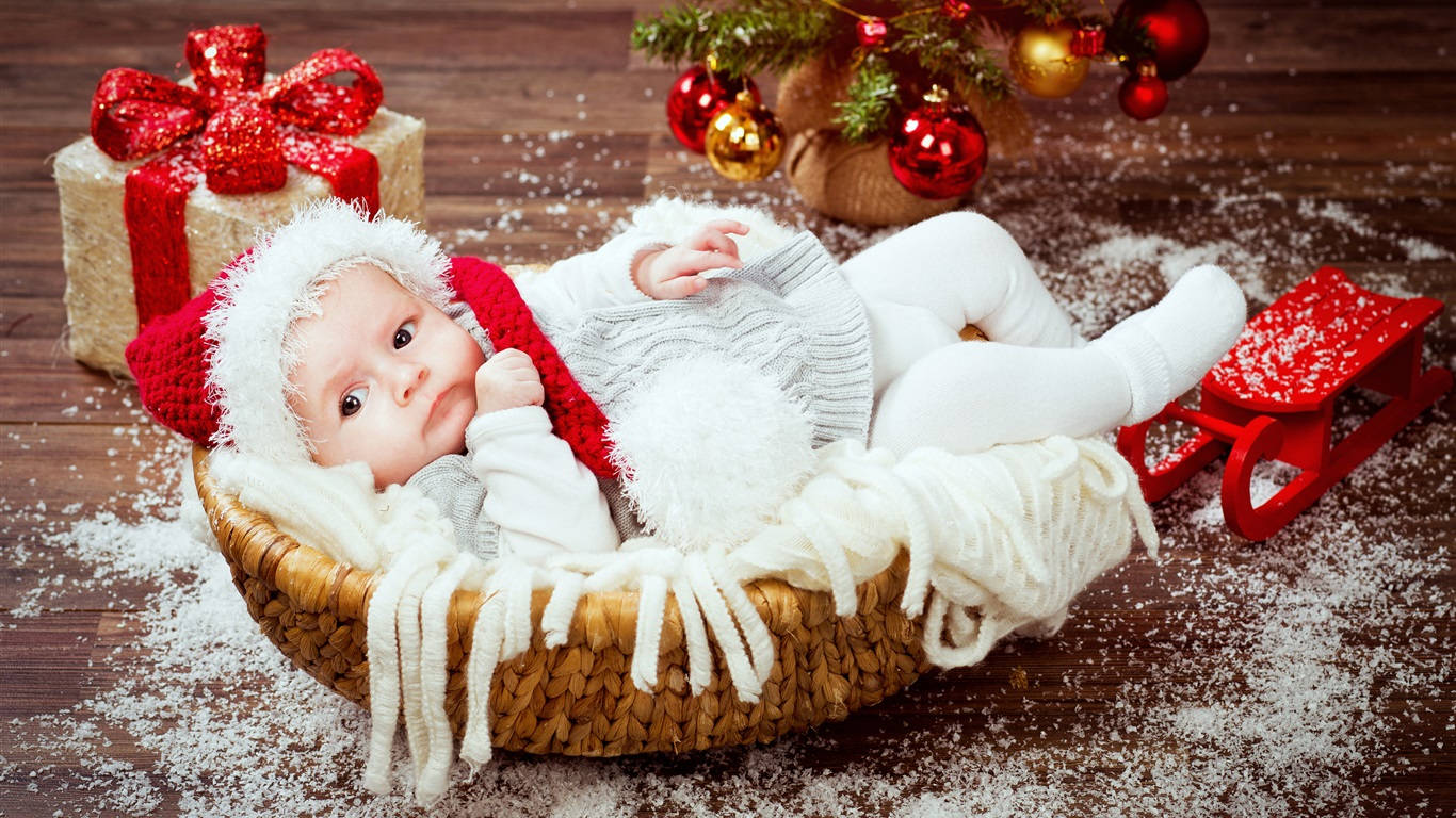 Baby And Christmas Present Background