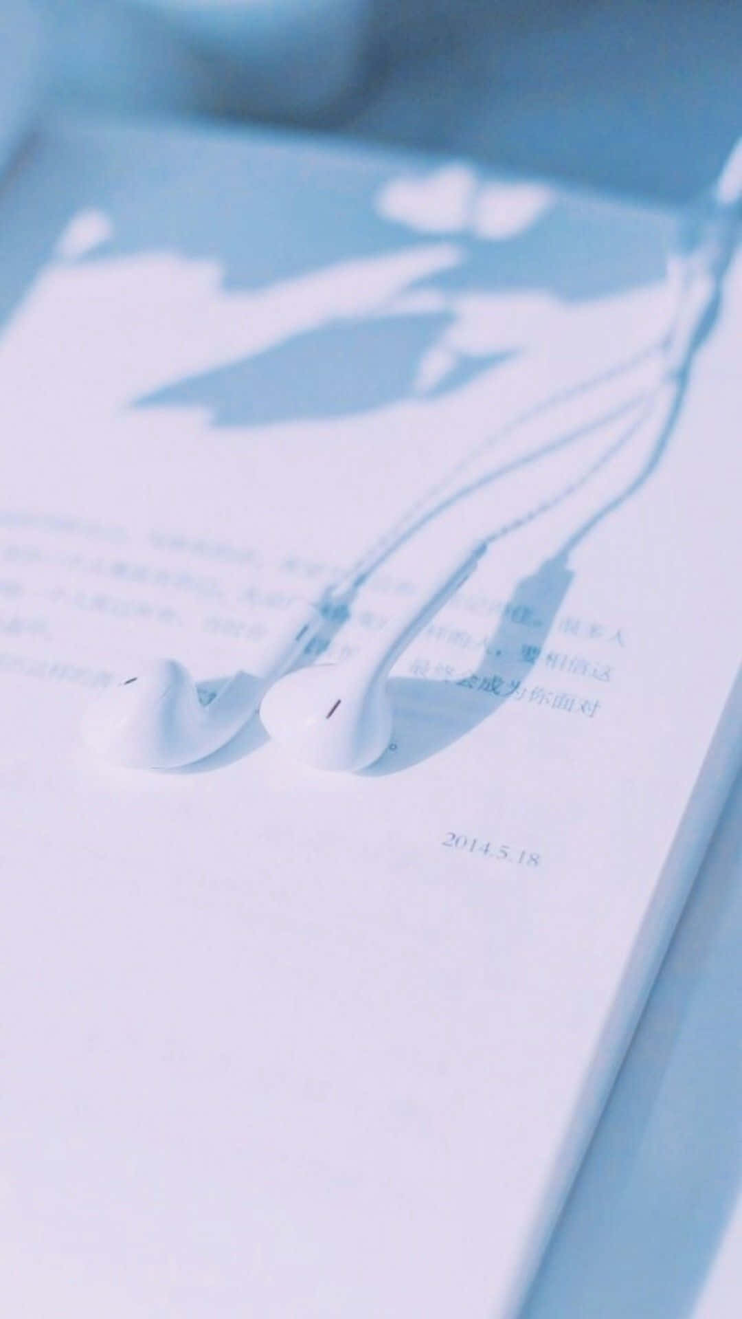 Baby Blue Light Blue Aesthetic Book Earphones