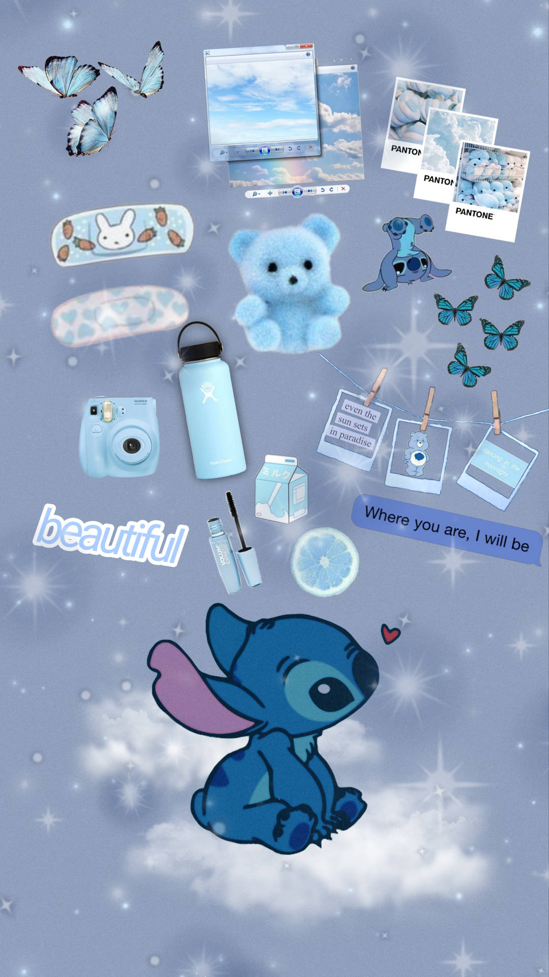 Baby Blue Objects Stitch Collage