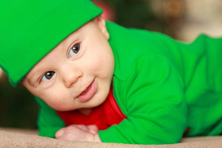 Baby Boy In Green Outfit Background