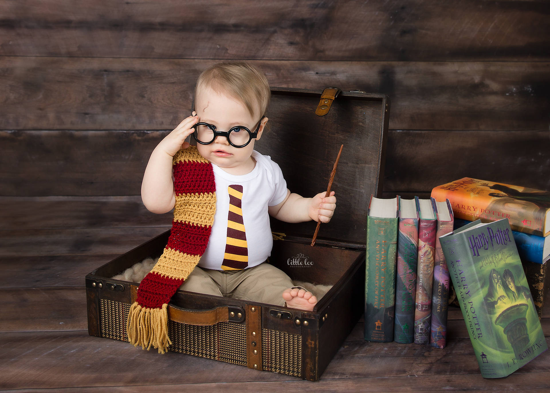 Baby Boy In Harry Potter Costume Background