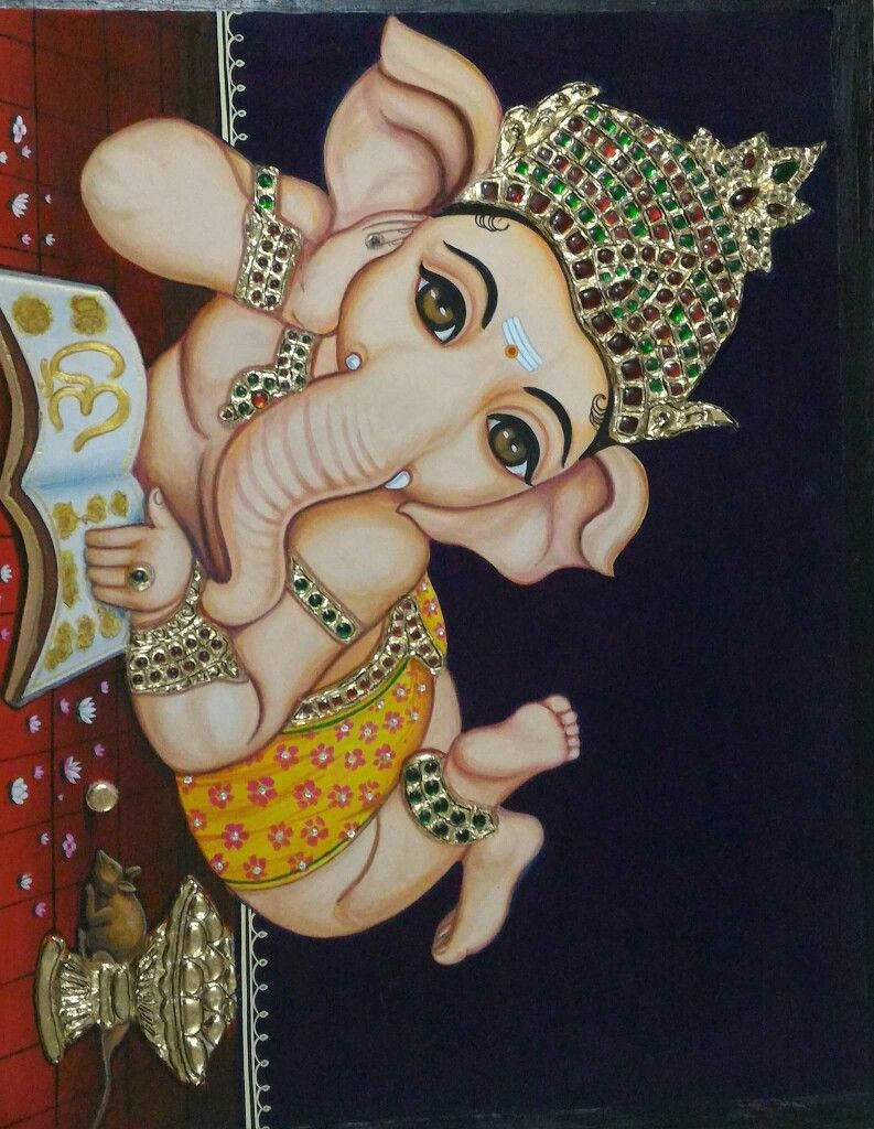 Baby Ganesh Reading Book Background