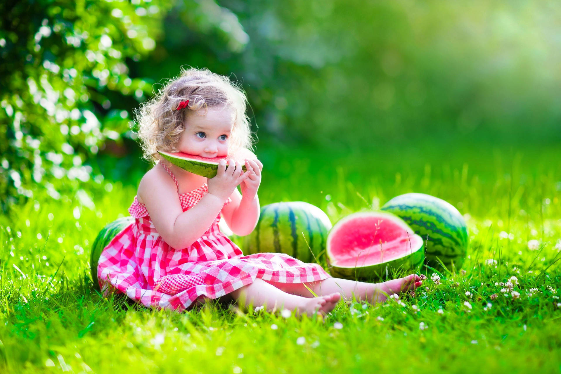 Baby Girl Eating Background